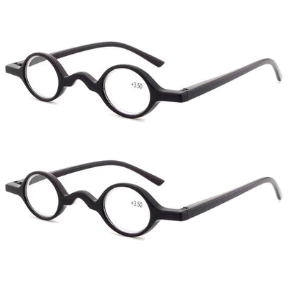 2PK Men Women Small Round Frame Blue Light Reading Glasses Spring Hinge Readers