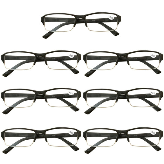 7 Packs Mens Womens Rectangle Frame Reading Glasses Blue Light Blocking Readers