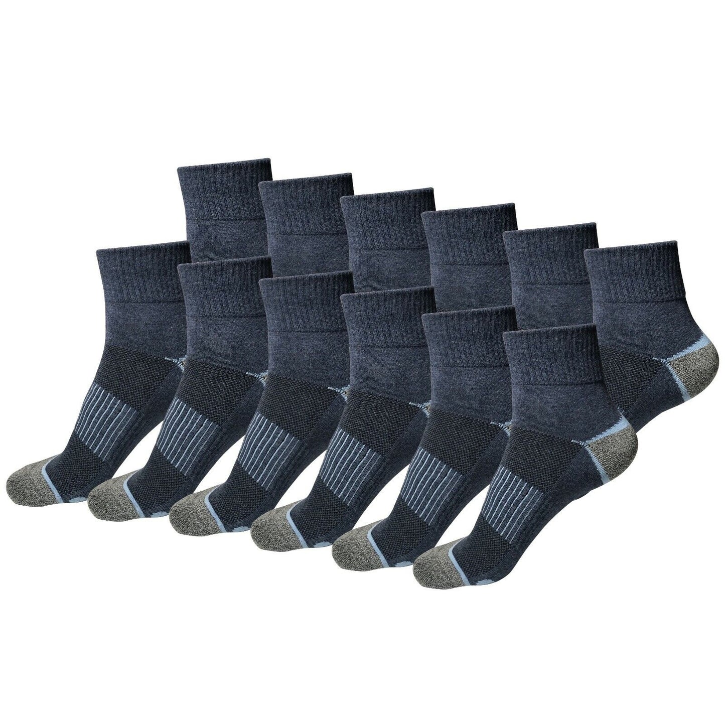 12 Pair Mens Mid Cut Ankle Quarter Athletic Casual Sport Cotton Socks Size 6-12