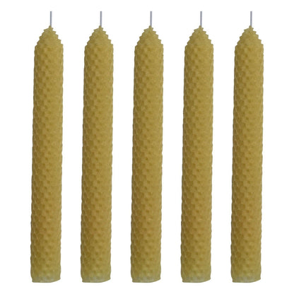 5 Set 1" x 8" Pure Natural Handmade Beeswax Honeycomb Hand Rolled Taper Candles