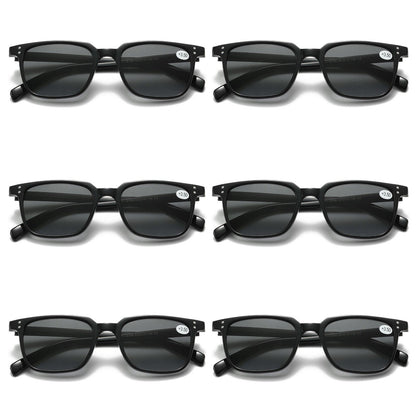 6 PK Unisex Full Lens Tinted Sun Readers Reading Sunglasses UV400 Black Frame