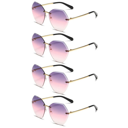 4PK Oversized Rimless Sunglasses for Women Ladies Driving Outdoor Sports UV 400