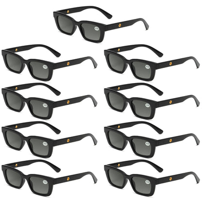 9PK Mens Womens Square Magnified Full Tinted Lens Sun Readers Reading Sunglasses