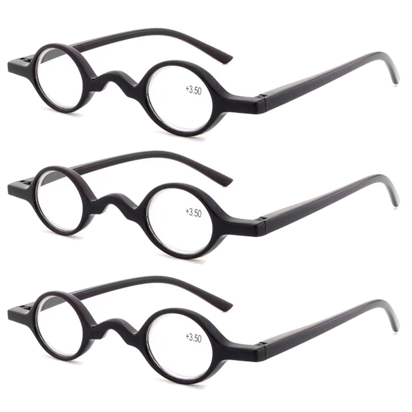 3PK Men Women Small Round Frame Blue Light Reading Glasses Spring Hinge Readers