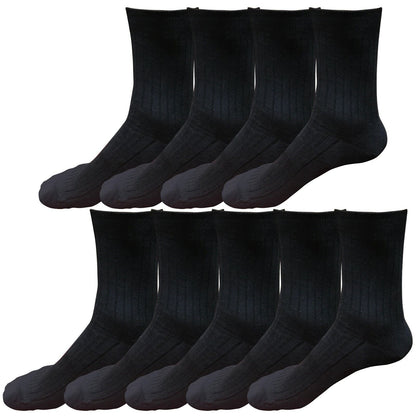 9 pairs 98% Cotton Mens Comfortable Casual Crew Dress Socks Mid Calf Size 9-11