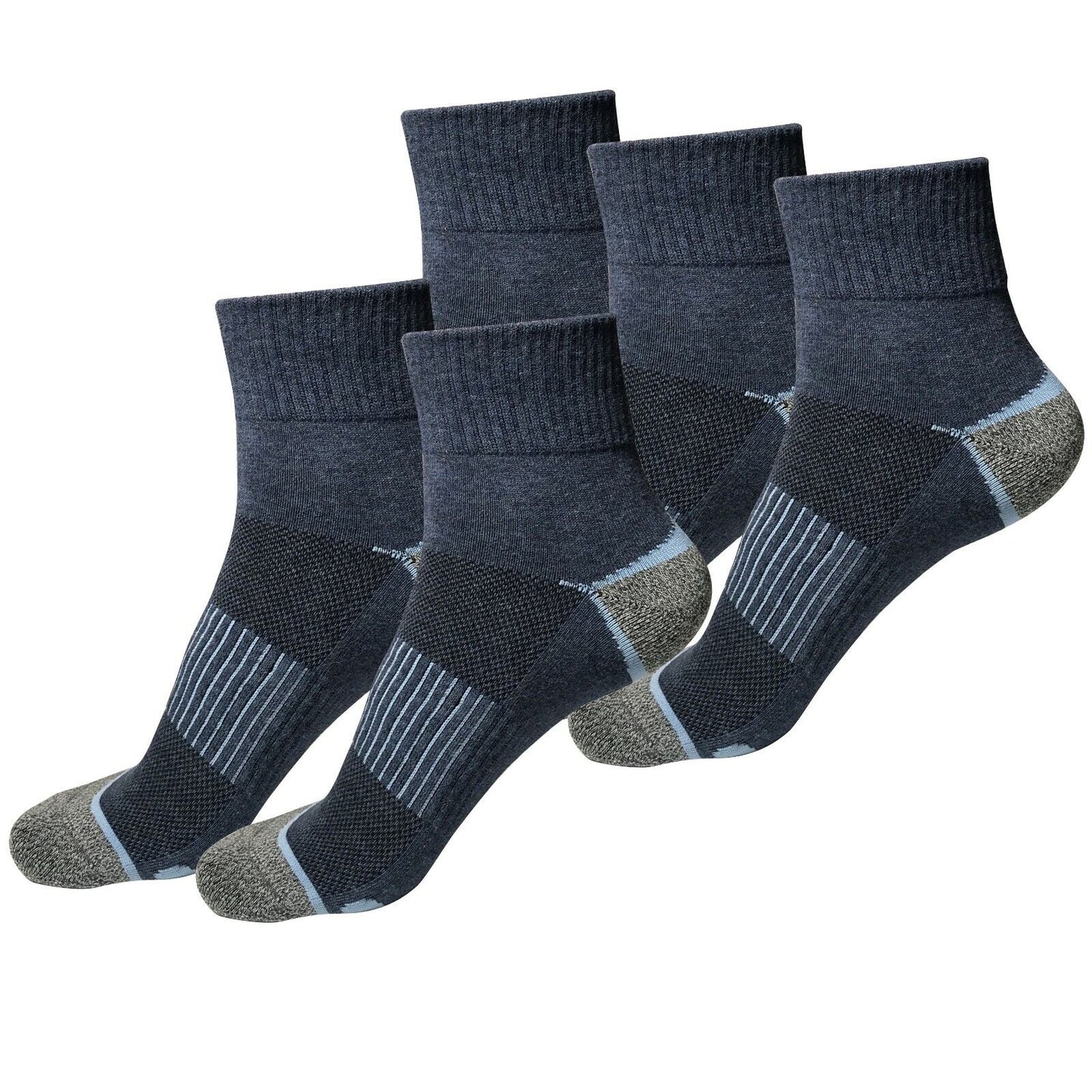 5 Pair Mens Mid Cut Ankle Quarter Athletic Casual Sport Cotton Socks Size 6-12