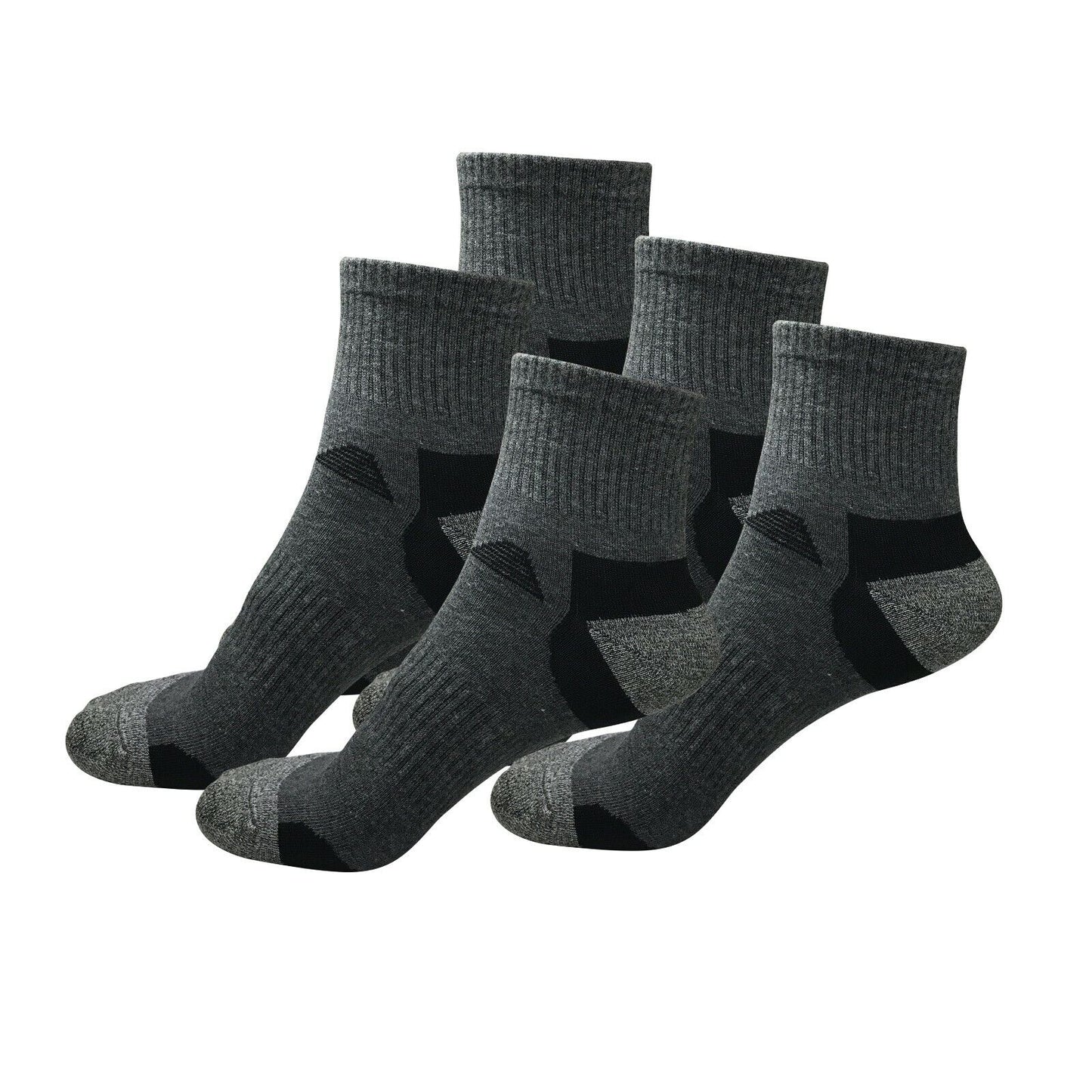 5 Pairs Mens Mid Cut Ankle Quarter Athletic Casual Sport Cotton Socks Size 6-12