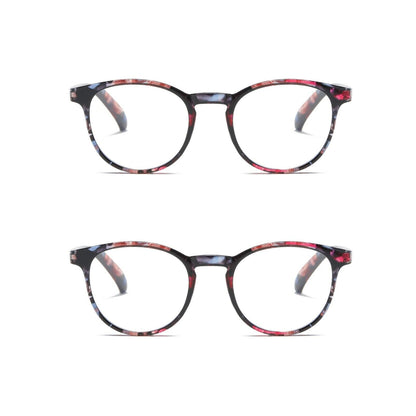 2PK Ladies Womens Round Blue Light Blocking Reading Glasses Spring Hinge Readers