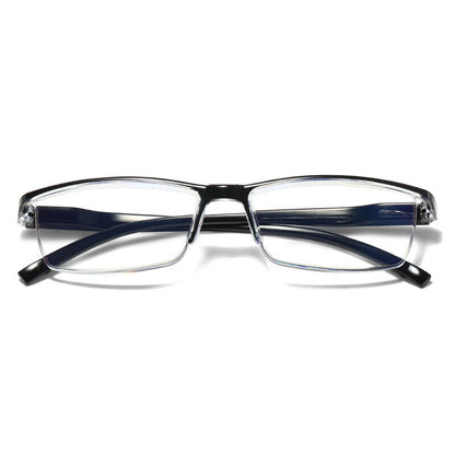 2 PK Mens Half Frame Spring Hinge Reading Glasses Blue Light Blocking Readers