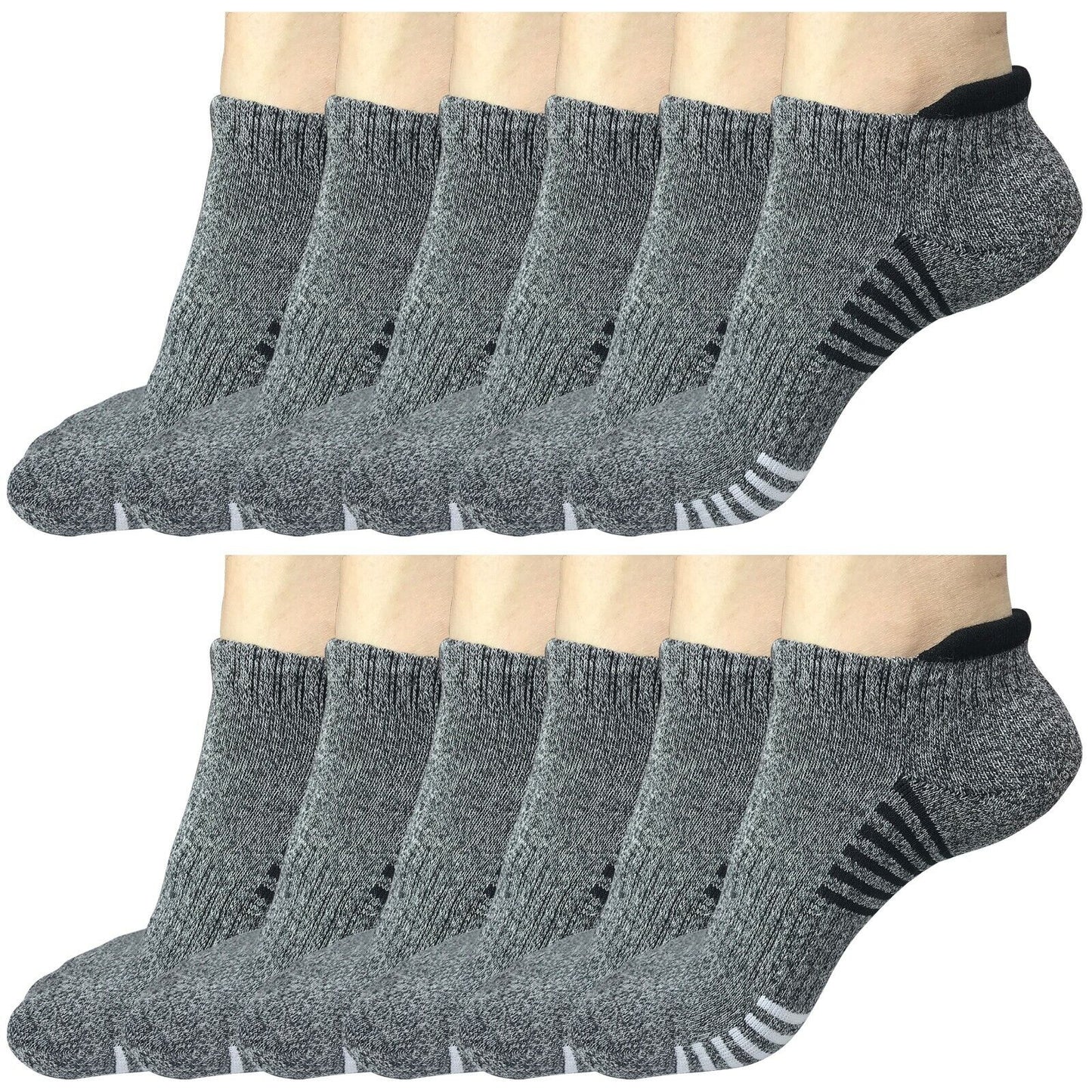 12Pair Mens Low Cut Ankle Breathable Cotton Cushion Athletic Running Sport Socks