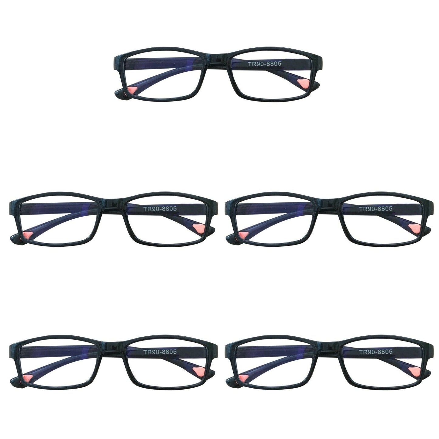 5 Packs Unisex Rectangular Frame Reading Glasses Classic Readers for Men Women