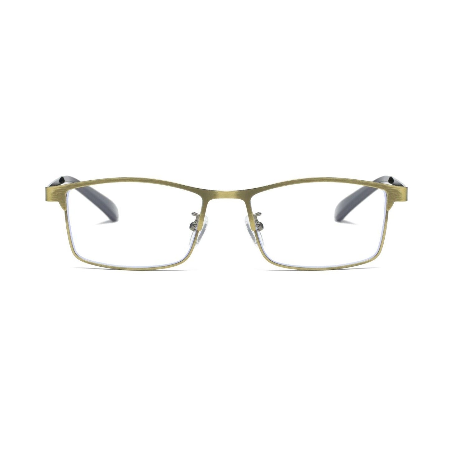 2 PK Men Reading Glasses Anti Blue Light Brass Metal Frame Spring Hinge Readers