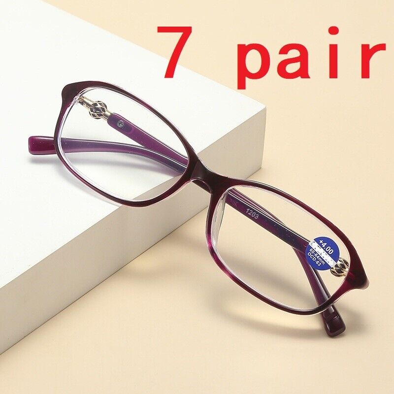 7 Pairs Oval Frame Reading Glasses Lightweight Classic Readers for Women Ladies