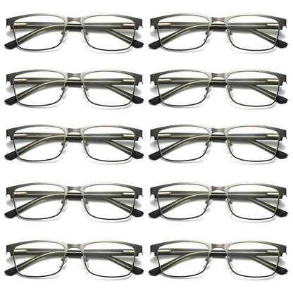 10 PK Mens Metal Frame Spring Hinge Blue Light Blocking Reading Glasses Readers