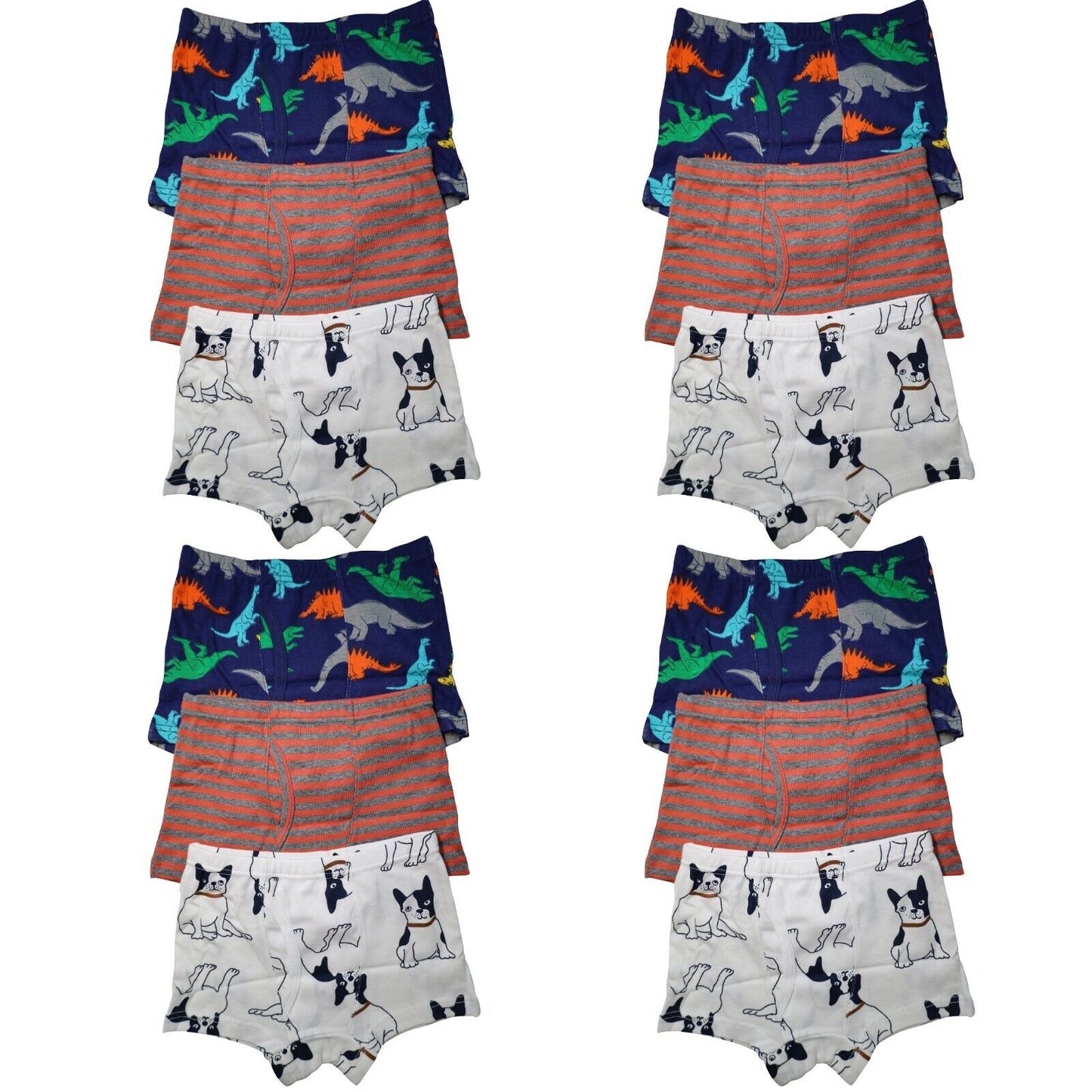 12 Pack 100% Cotton Toddler Little Boys Kids Underwear Dinosaur Boxer Briefs 4-8