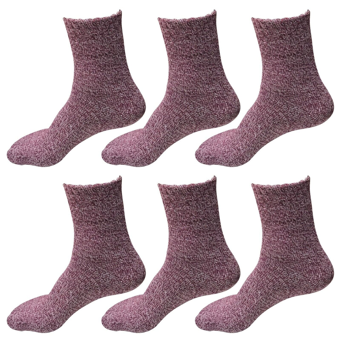 6 Pairs Womens Soft Winter Wool Thick Knit Thermal Warm Crew Cozy Boot Socks