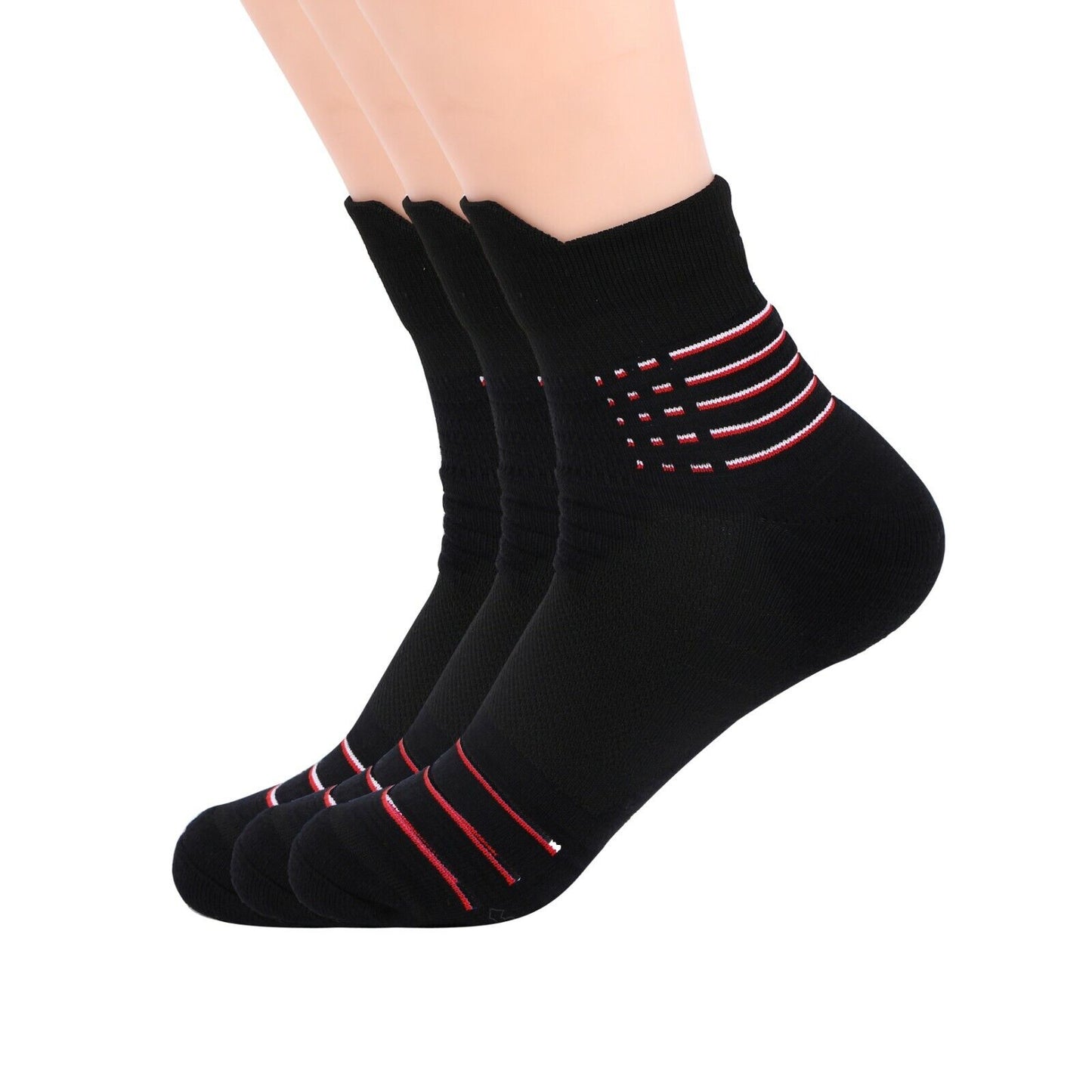 Lot 1-12 Mens Quarter Cotton Athletic Casual Ankle Crew Socks 9-11 6-12 Black