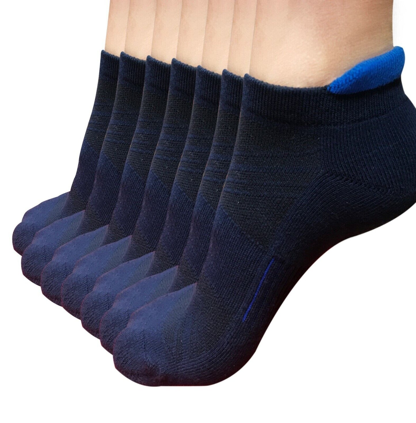 Lot 1-12 Mens Low Cut Ankle Cotton Athletic Cushion Sport Running Socks Blue 12