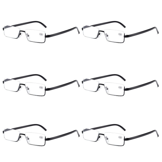 6PK Men Half Metal Frame Reading Glasses Blue Light Readers for Small Head Face