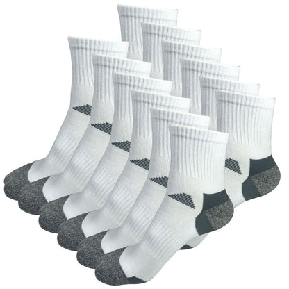 12 Pairs Mens Mid Cut Ankle Quarter Athletic Casual Sport Cotton Socks Size 6-12