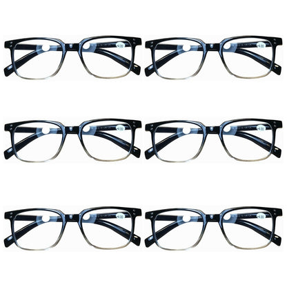 6 Pairs Mens Womens Unisex Square Blue Light Blocking Reading Glasses Readers