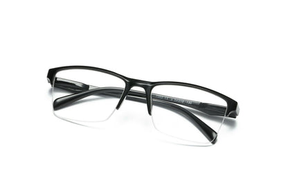 12 Pack Mens Unisex Half Frame Square Reading Glasses Black Spring Hinge Readers