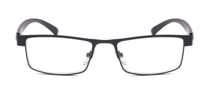 2 Packs Mens Rectangular Metal Frame Reading Glasses Spring Hinge Readers Black