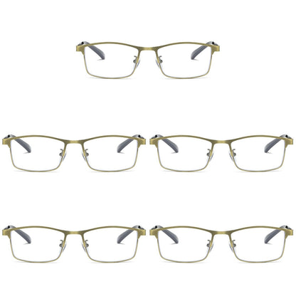 5 PK Men Reading Glasses Anti Blue Light Brass Metal Frame Spring Hinge Readers