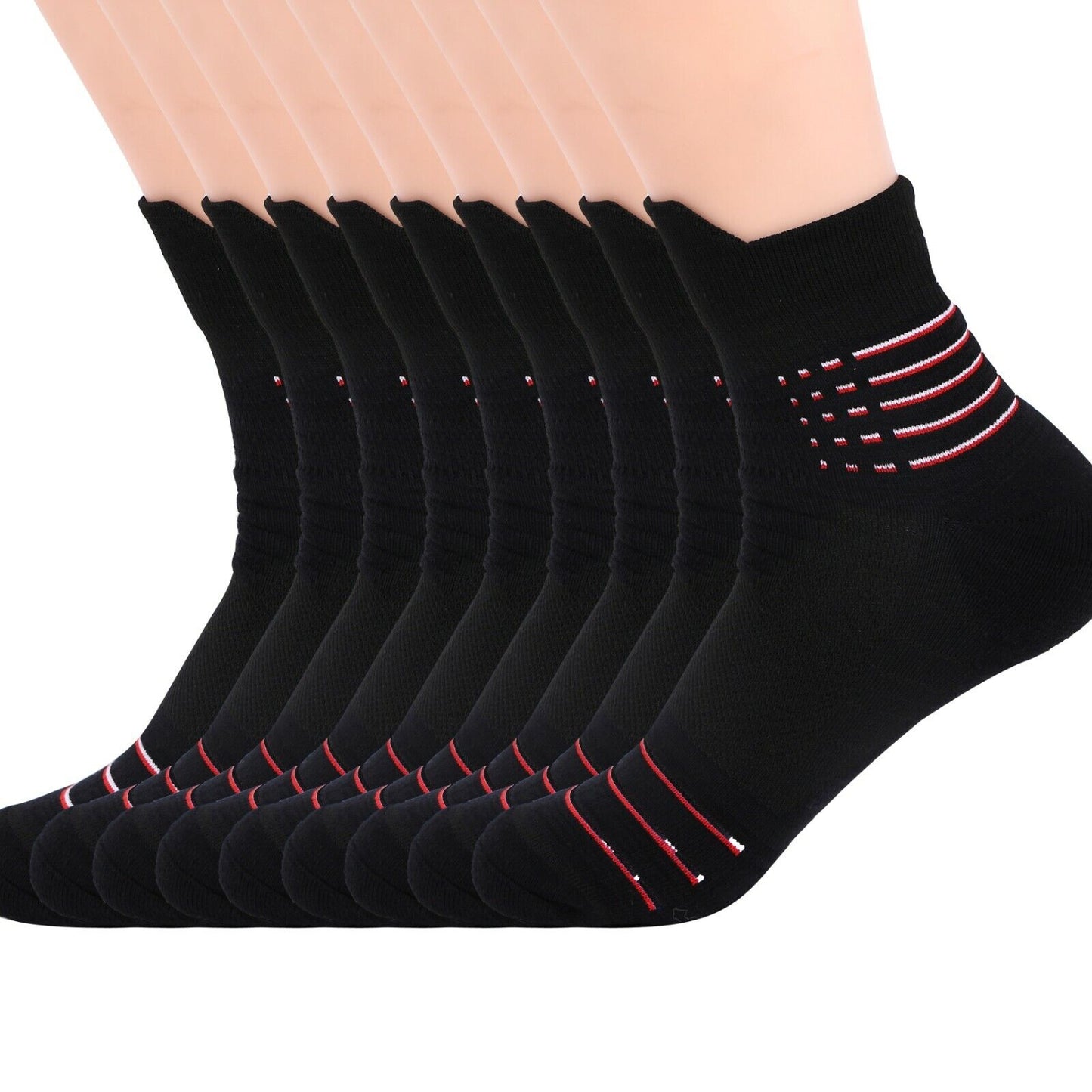 Lot 1-12 Mens Quarter Cotton Athletic Casual Ankle Crew Socks 9-11 6-12 Black