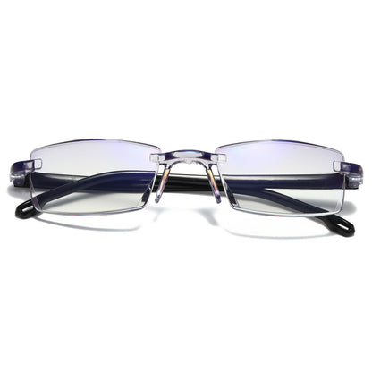 2 PK Mens Rectangular Rimless Blue Light Blocking Reading Glasses Unisex Readers