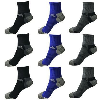 9 Pairs Mens Mid Cut Ankle Quarter Athletic Casual Sport Cotton Socks Size 6-12