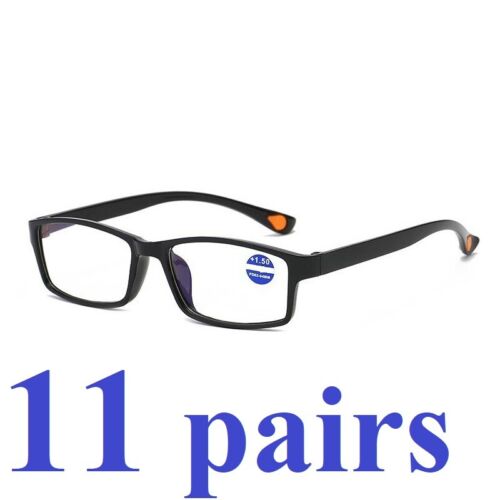 11 Packs Mens Womens Rectangle Frame Reading Glasses Classic Style Black Readers