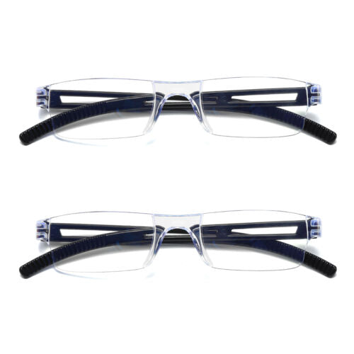 2PK Men Women Blue Light Blocking Reading Glasses Rimless Unisex Computer Reader