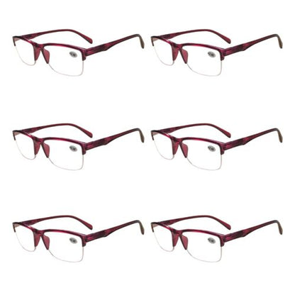 6 Pairs Womens Ladies Half Frame Classic Reading Glasses Spring Hinge Readers