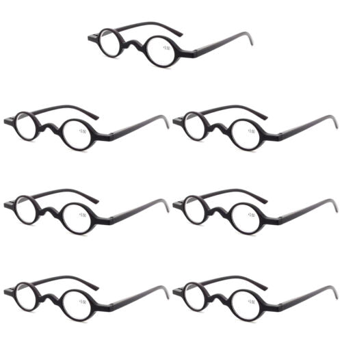 7PK Men Women Small Round Frame Blue Light Reading Glasses Spring Hinge Readers