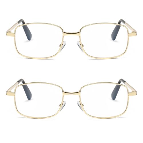 2 PK Mens Womens Metal Frame Clear Lens Reading Glasses Fashion Classic Readers