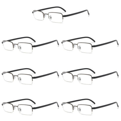 7 PK Mens Half Frame Reading Glasses Black Readers 1.00 1.50 2.00 2.50 3.00 4.00