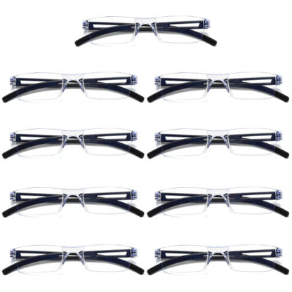 9PK Men Women Blue Light Blocking Reading Glasses Rimless Unisex Computer Reader