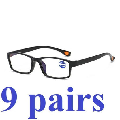 9 Packs Mens Womens Rectangle Frame Reading Glasses Classic Style Black Readers