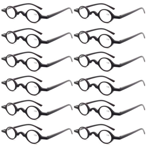 12PK Men Women Small Round Frame Blue Light Reading Glasses Spring Hinge Readers