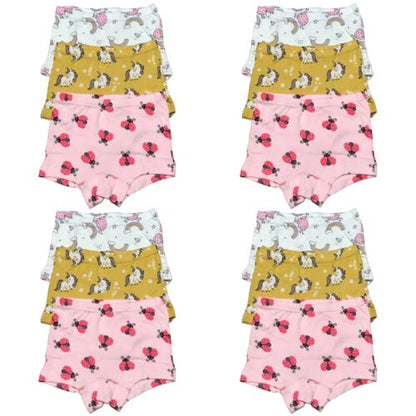 12 PK Toddler Little Girls Cotton Underwear Boxer Briefs Kids Panties Size 2T-7T