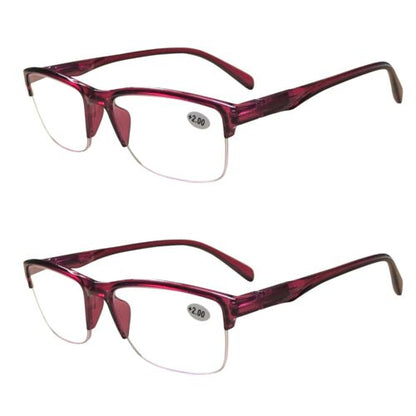 2 Pairs Womens Ladies Half Frame Classic Reading Glasses Spring Hinge Readers