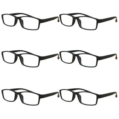 6 Packs Mens Womens Rectangle Frame Reading Glasses Classic Style Black Readers