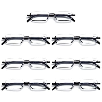 7PK Half Rim Metal Frame Small Mens Reading Glasses Blue Light Blocking Readers