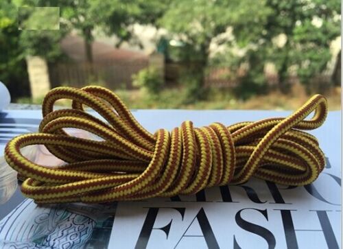 Yellow brown heavy duty round hiking work boot shoe laces strings for men women