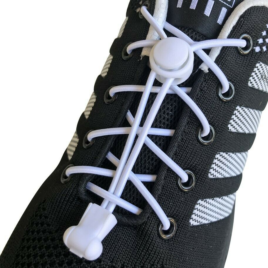 2 pairs white No Tie Elastic lock laces Shoe laces for cycling hiking training - B&Q CO.