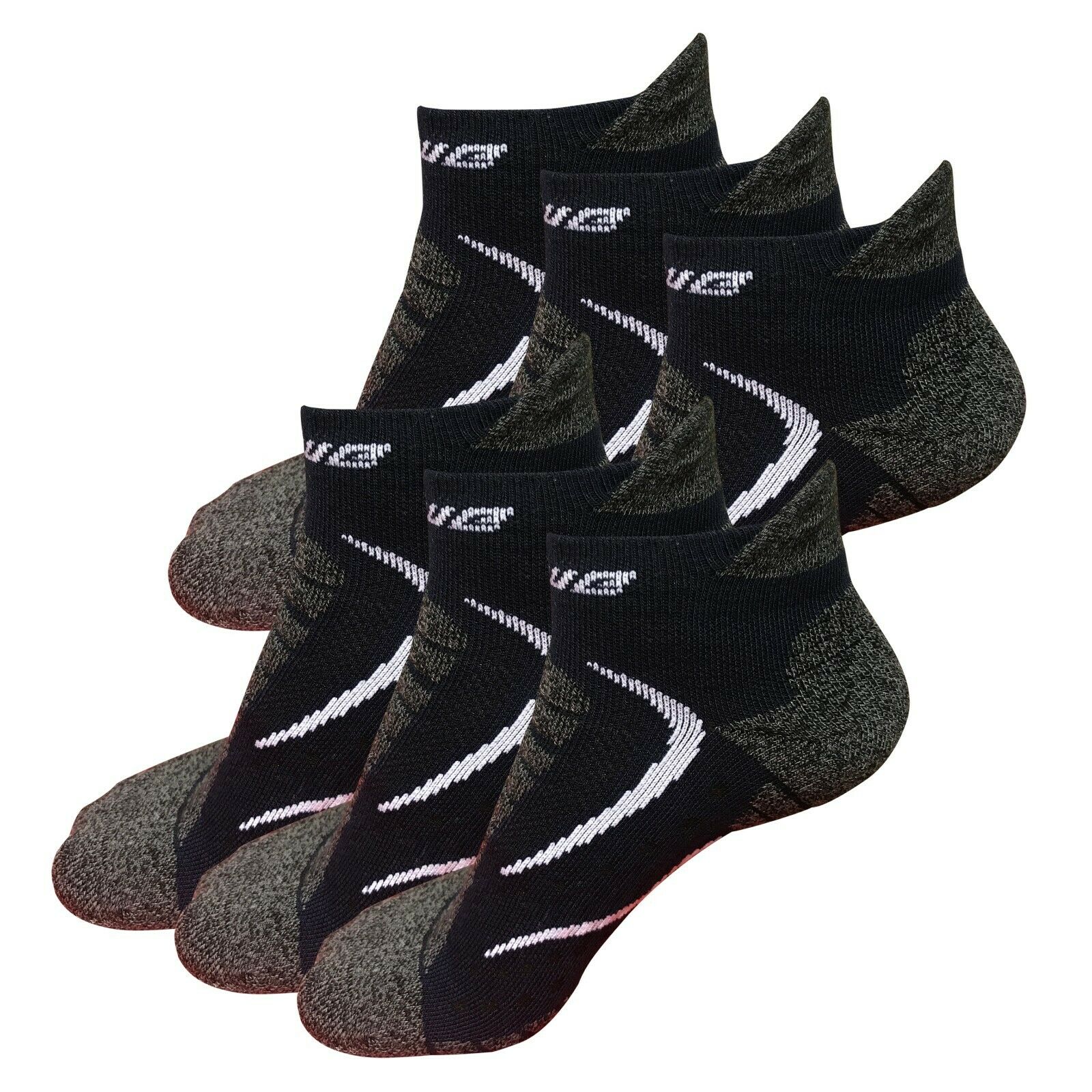 6 Pair Mens No Show Low Cut Ankle Cotton Cushion Athletic Non-Slip Running Socks - B&Q CO.