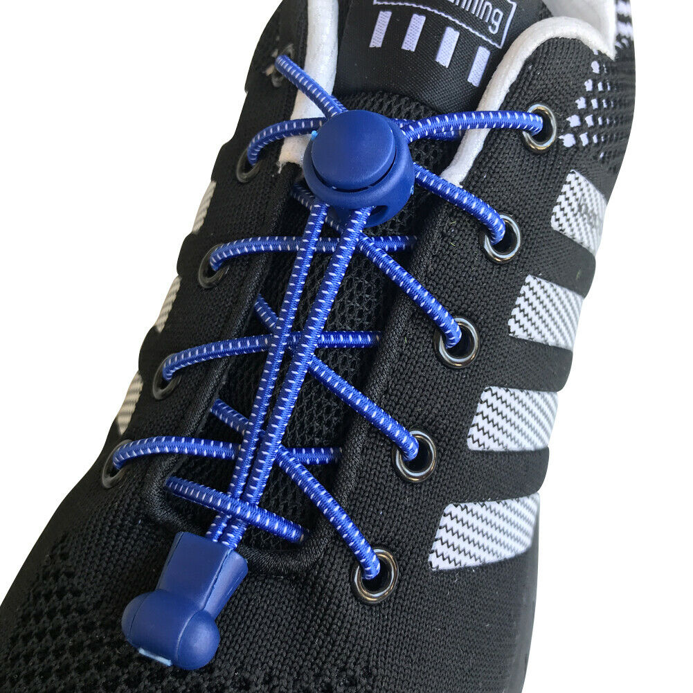 1 pair blue No Tie Elastic lock laces Shoe laces for kids adult cycling hiking - B&Q CO.