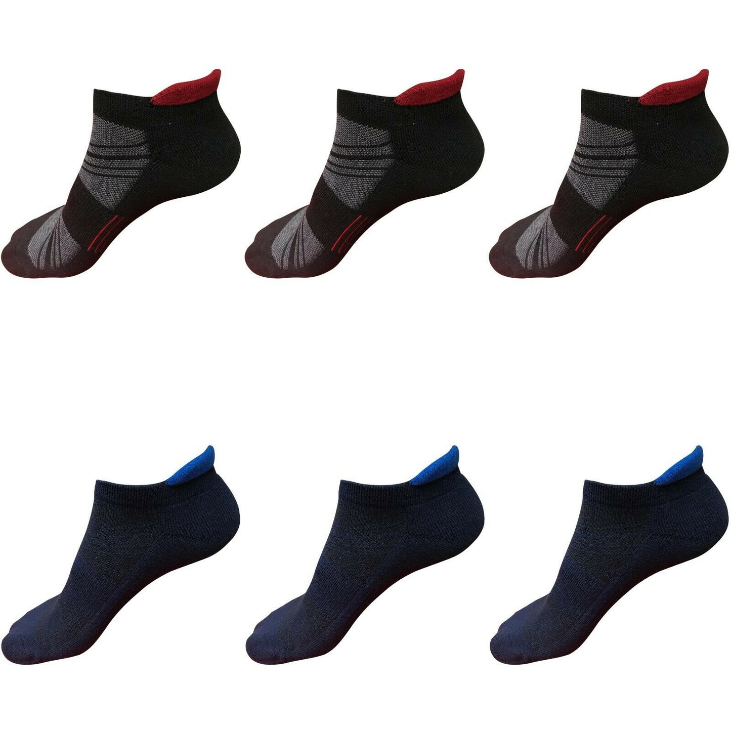 3 / 6 Pairs Mens Low Cut Ankle Performance Cotton Cushion Athletic Running Socks - B&Q CO.