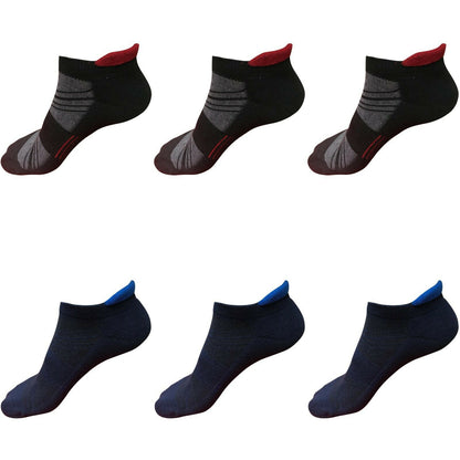 3 / 6 Pairs Mens Low Cut Ankle Performance Cotton Cushion Athletic Running Socks - B&Q CO.